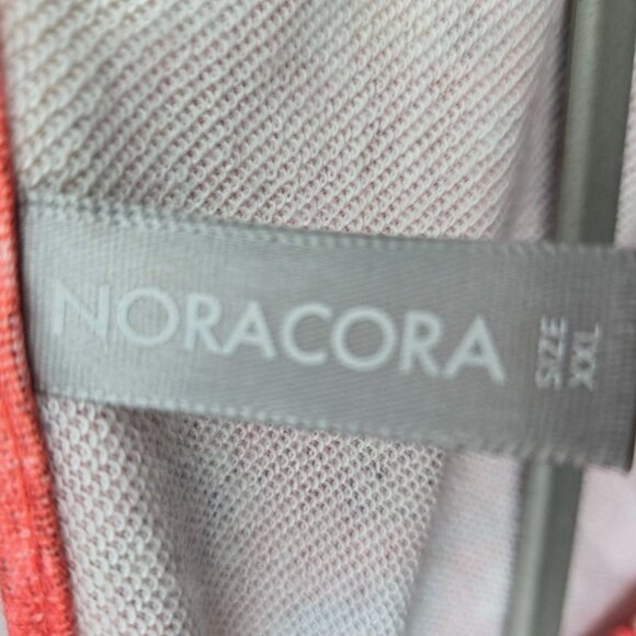 Noracora XXL Plus Size Tunic Top Boho Floral V-Neck Long Sleeve Coral Relaxed - Picture 5 of 9